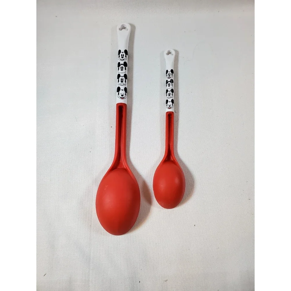Disney Mickey Mouse Red Cooking Spoon Set Large & Small Plastic Kitchen Utensils